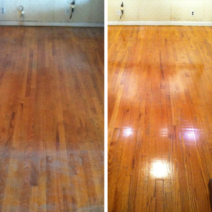 This floor looks refreshed after our wood deep cleaning service