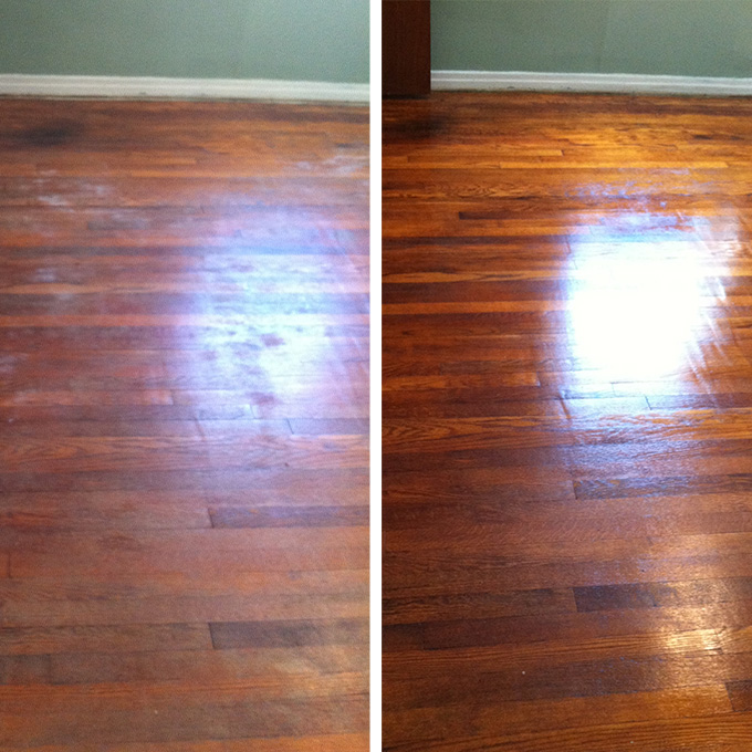 This floor appears brand new after a thorough wood deep cleaning