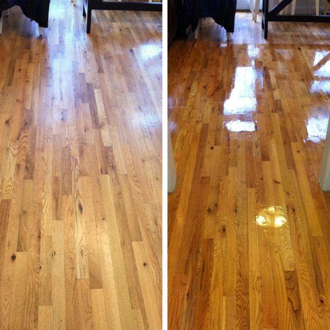 This floor looks revitalized after our wood deep cleaning service