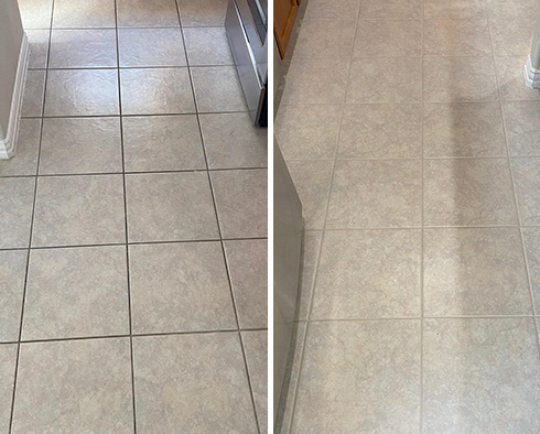 Kitchen Floor Before and After a Tile Cleaning in Lynnwood, WA