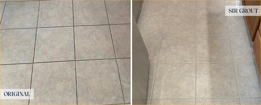 Kitchen Floor Before and After a Tile Cleaning in Lynnwood, WA