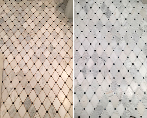 Floor Before and After a Grout Sealing in Seattle, WA